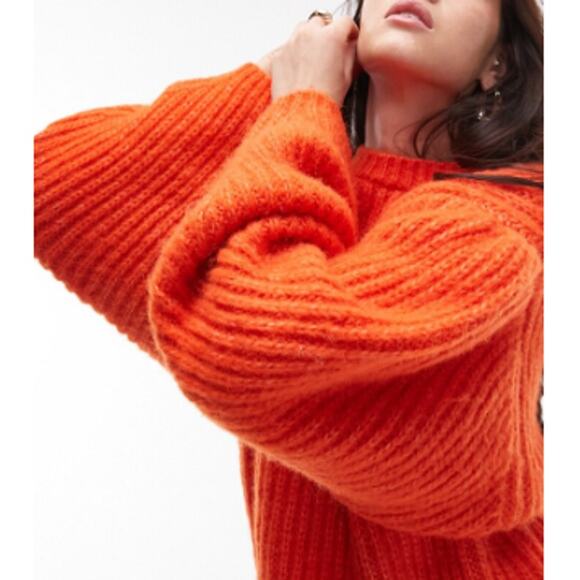 New ~ TOPSHOP NORDSTROM ~Knit Volume Sleeve Fluffy Sweater Size 8-10 - Picture 8 of 9